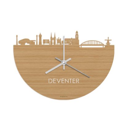 Skyline Klok Deventer Bamboe houten cadeau wanddecoratie relatiegeschenk van WoodWideCities