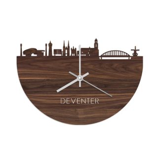 Skyline Klok Deventer Noten houten cadeau wanddecoratie relatiegeschenk van WoodWideCities