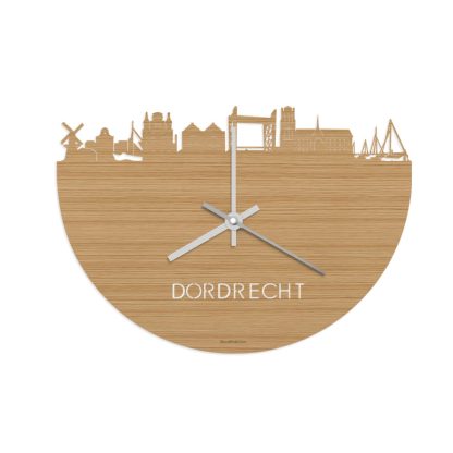 Skyline Klok Dordrecht Bamboe houten cadeau wanddecoratie relatiegeschenk van WoodWideCities