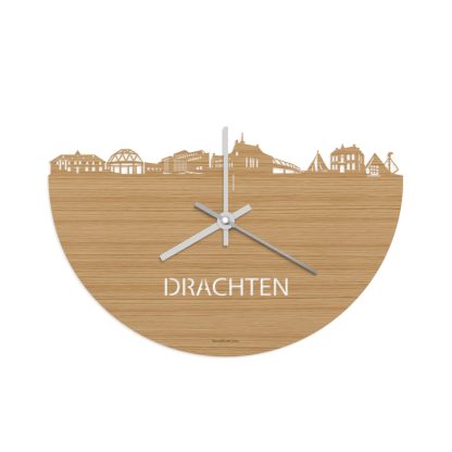 Skyline Klok Drachten Bamboe houten cadeau wanddecoratie relatiegeschenk van WoodWideCities