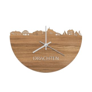 Skyline Klok Drachten Eiken houten cadeau wanddecoratie relatiegeschenk van WoodWideCities