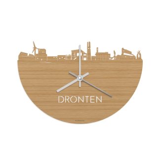 Skyline Klok Dronten Bamboe houten cadeau wanddecoratie relatiegeschenk van WoodWideCities