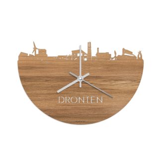 Skyline Klok Dronten Eiken houten cadeau wanddecoratie relatiegeschenk van WoodWideCities