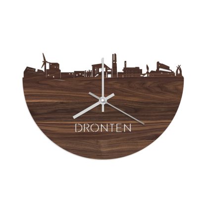 Skyline Klok Dronten Noten houten cadeau wanddecoratie relatiegeschenk van WoodWideCities