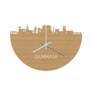 Skyline Klok Durham Bamboe houten cadeau wanddecoratie relatiegeschenk van WoodWideCities