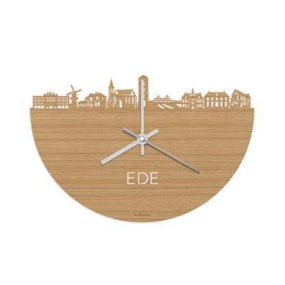 Skyline Klok Ede Bamboe houten cadeau wanddecoratie relatiegeschenk van WoodWideCities