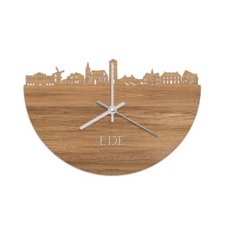 Skyline Klok Ede Eiken houten cadeau wanddecoratie relatiegeschenk van WoodWideCities