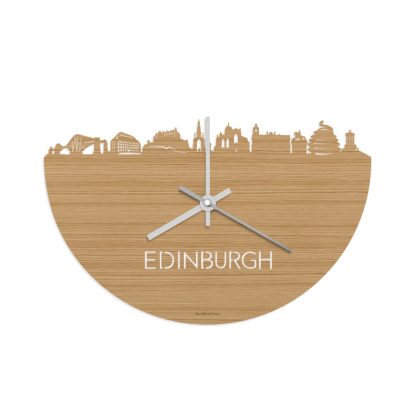 Skyline Klok Edinburgh Bamboe houten cadeau wanddecoratie relatiegeschenk van WoodWideCities