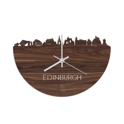 Skyline Klok Edinburgh Noten houten cadeau wanddecoratie relatiegeschenk van WoodWideCities