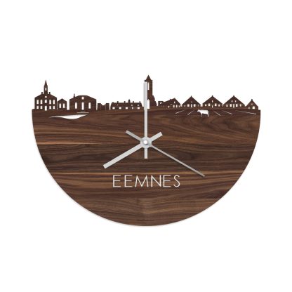 Skyline Klok Eemnes Noten houten cadeau wanddecoratie relatiegeschenk van WoodWideCities