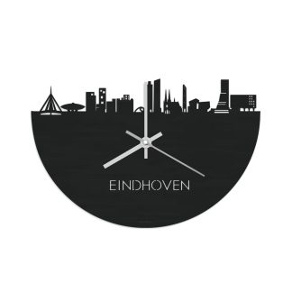 Skyline Klok Eindhoven Black houten cadeau wanddecoratie relatiegeschenk van WoodWideCities