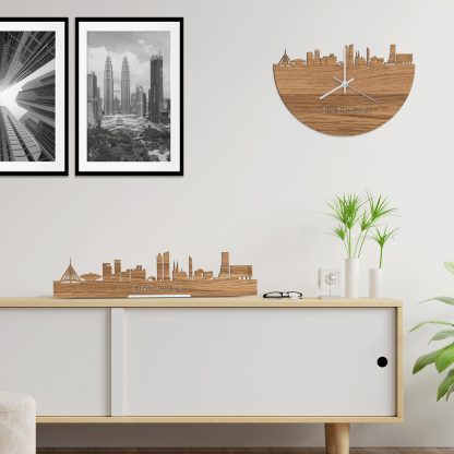 Skyline Klok Eindhoven Eiken houten cadeau wanddecoratie relatiegeschenk van WoodWideCities