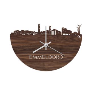 Skyline Klok Emmeloord Noten houten cadeau wanddecoratie relatiegeschenk van WoodWideCities