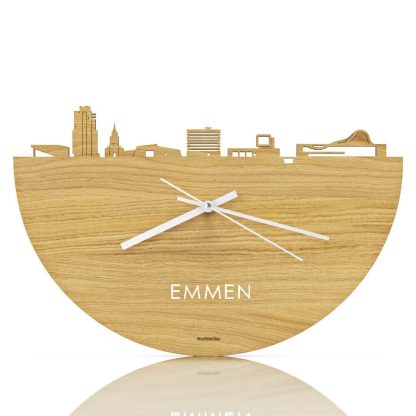 Skyline Klok Emmen Eiken Eiken houten cadeau wanddecoratie relatiegeschenk van WoodWideCities