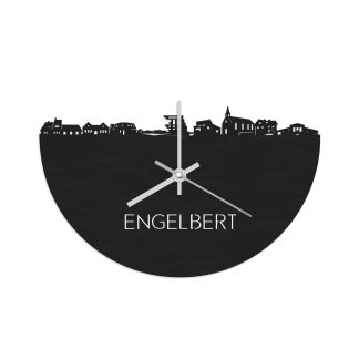 Skyline Klok Engelbert Black Zwart houten cadeau wanddecoratie relatiegeschenk van WoodWideCities