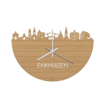 Skyline Klok Enkhuizen Bamboe houten cadeau wanddecoratie relatiegeschenk van WoodWideCities