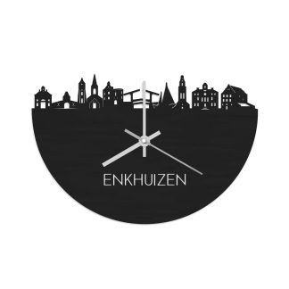 Skyline Klok Enkhuizen Black Zwart houten cadeau wanddecoratie relatiegeschenk van WoodWideCities