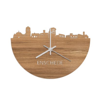 Skyline Klok Enschede Eiken Eiken  houten cadeau wanddecoratie relatiegeschenk van WoodWideCities