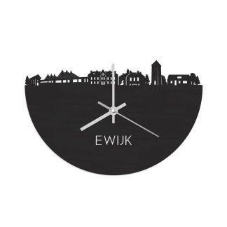 Skyline Klok Ewijk Black Zwart houten cadeau wanddecoratie relatiegeschenk van WoodWideCities