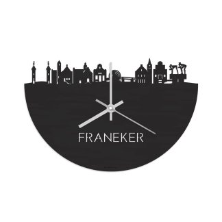 Skyline Klok Franeker Black Zwart houten cadeau decoratie relatiegeschenk van WoodWideCities