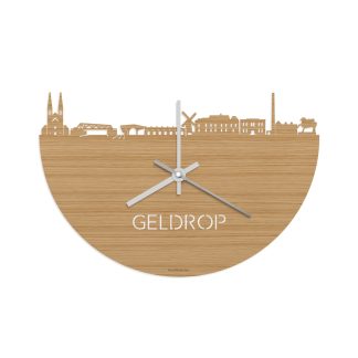 Skyline Klok Geldrop Bamboe houten cadeau wanddecoratie relatiegeschenk van WoodWideCities