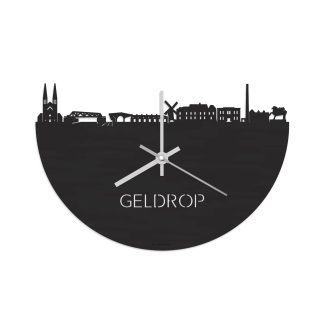 Skyline Klok Geldrop Black Zwart houten cadeau wanddecoratie relatiegeschenk van WoodWideCities