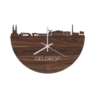 Skyline Klok Geldrop Noten houten cadeau wanddecoratie relatiegeschenk van WoodWideCities