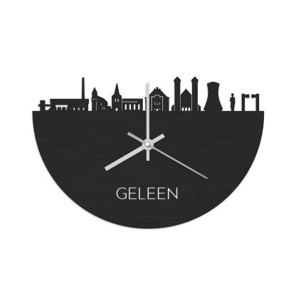 Skyline Klok Geleen Black Zwart houten cadeau decoratie relatiegeschenk van WoodWideCities