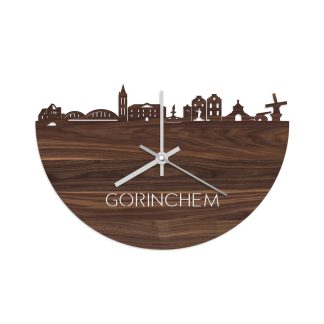 Skyline Klok Gorinchem Noten houten cadeau wanddecoratie relatiegeschenk van WoodWideCities