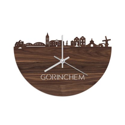 Skyline Klok Gorinchem Noten houten cadeau wanddecoratie relatiegeschenk van WoodWideCities