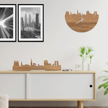 Skyline Klok Groningen Eiken houten cadeau wanddecoratie relatiegeschenk van WoodWideCities