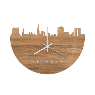 Skyline Klok Groningen Eiken houten cadeau wanddecoratie relatiegeschenk van WoodWideCities