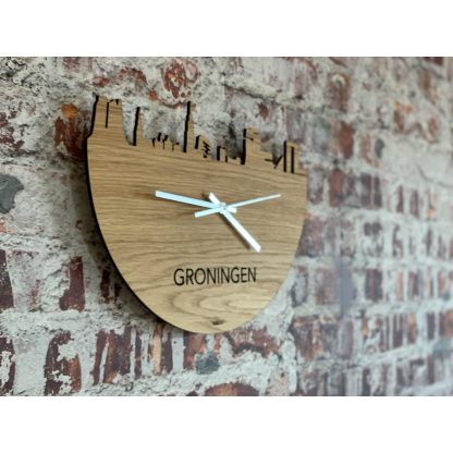 Skyline Klok Groningen Eiken Eiken houten cadeau wanddecoratie relatiegeschenk van WoodWideCities