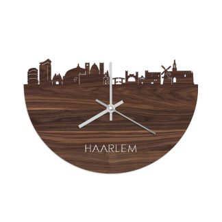 Skyline Klok Haarlem Noten Noten  houten cadeau wanddecoratie relatiegeschenk van WoodWideCities