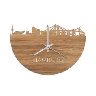 Skyline Klok Hamburg Eiken houten cadeau wanddecoratie relatiegeschenk van WoodWideCities