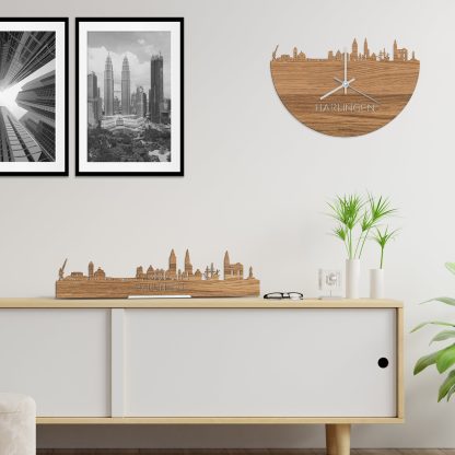 Skyline Klok Harlingen Eiken houten cadeau decoratie relatiegeschenk van WoodWideCities