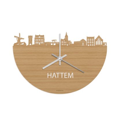 Skyline Klok Hattem Bamboe houten cadeau wanddecoratie relatiegeschenk van WoodWideCities