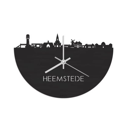 Skyline Klok Heemstede Black Zwart houten cadeau decoratie relatiegeschenk van WoodWideCities