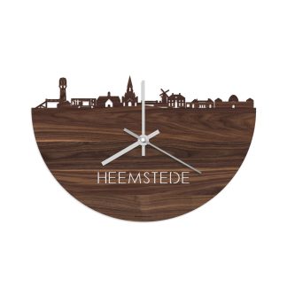 Skyline Klok Heemstede Noten houten cadeau decoratie relatiegeschenk van WoodWideCities