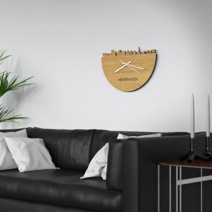 Skyline Klok Heerenveen Eiken Eiken houten cadeau wanddecoratie relatiegeschenk van WoodWideCities