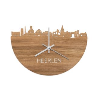 Skyline Klok Heerlen Eiken houten cadeau wanddecoratie relatiegeschenk van WoodWideCities