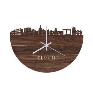 Skyline Klok Helmond Noten Noten  houten cadeau wanddecoratie relatiegeschenk van WoodWideCities