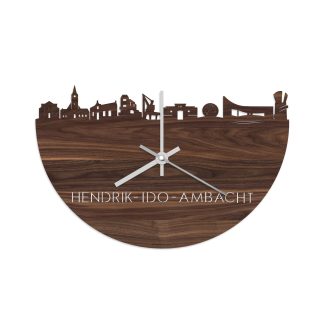 Skyline Klok Hendrik-Ido-Ambacht Noten houten cadeau wanddecoratie relatiegeschenk van WoodWideCities