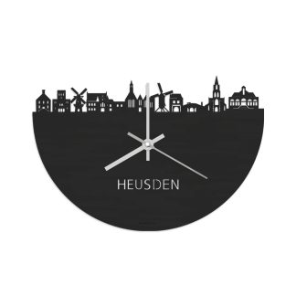 Skyline Klok Heusden Black houten cadeau wanddecoratie relatiegeschenk van WoodWideCities