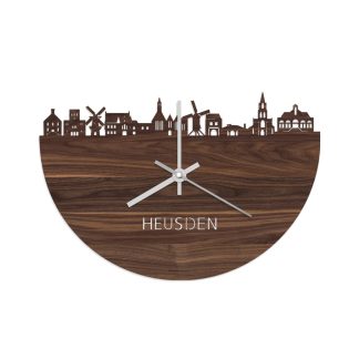 Skyline Klok Heusden Noten houten cadeau wanddecoratie relatiegeschenk van WoodWideCities