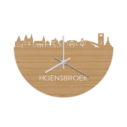 Skyline Klok Hoensbroek Bamboe houten cadeau wanddecoratie relatiegeschenk van WoodWideCities