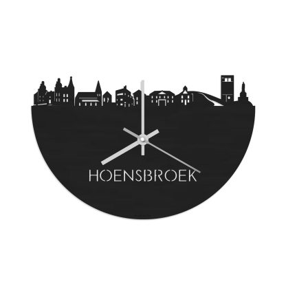 Skyline Klok Hoensbroek Black Zwart houten cadeau wanddecoratie relatiegeschenk van WoodWideCities