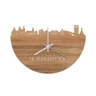 Skyline Klok Hoensbroek Eiken houten cadeau wanddecoratie relatiegeschenk van WoodWideCities