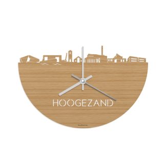 Skyline Klok Hoogezand Bamboe houten cadeau decoratie relatiegeschenk van WoodWideCities