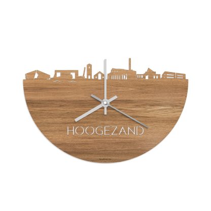 Skyline Klok Hoogezand Eiken houten cadeau decoratie relatiegeschenk van WoodWideCities